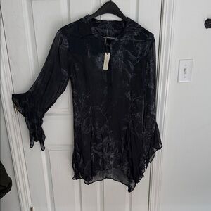 *NEW* By Anthropologie Black Sheer Floral Dress, Size M